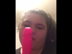 slut deepthroating dildo