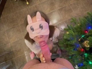 amateur, exclusive, moaning, new year blowjob
