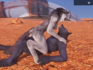 furry animation, cumshot, knot, werewolf