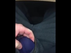  Exposing my flaccid uncut cock at my work station where anyone can walk by. 