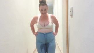 Big Fat Chubby Slut Pissing Her Jeans Desperate Piss