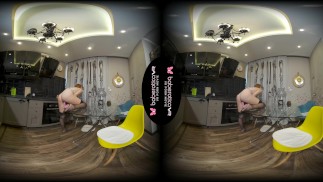Solo babe, Candy Red masturbates in the kitchen, in VR
