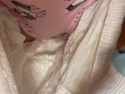 Preview 2 of By the Christmas tree pissing in cute panties under a diaper