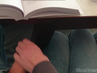 Teacher jerks off_a student's cock in university class until he_cums - MissCreamy