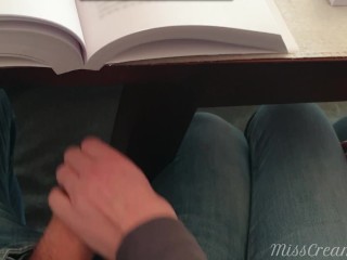 Teacher jerks off a student's cock in university class until he cums - MissCreamy