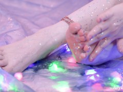 Feet 4k Video. Foot Fetish Closeup Party Feet Size 10