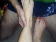 Preview 2 of Having fun with my gf's feet. I love to fuck her sexy toes.