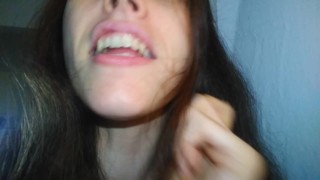 Hairy Insane Tongue-Loving Slut Checks Her Mouth And Nose From A Camera Angle
