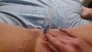 In An Amateur Bed Pussy Huge Squirt Leaves Puddle