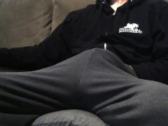 Video Hot College Stud Strokes Thick Cock in Grey Sweatpants - BigWBoy1223