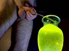 Hot Rank Piss Session - hung hunk fills a jar with piss 