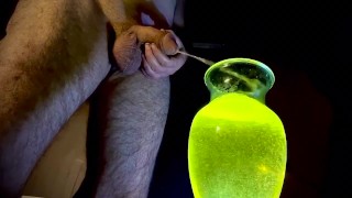 Hot Rank Piss Session - hung hunk fills a jar with piss