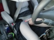 Preview 1 of Masturbation in car, pantyhose have a hole