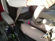 Preview 5 of Masturbation in car, pantyhose have a hole