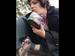 shoe fetish, dirty feet, vertical video, foot fetish