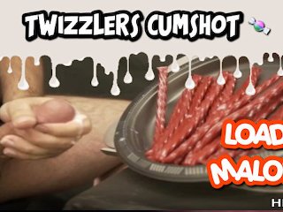 cum on twizzlers, cumshot, moaning, pulsing cock