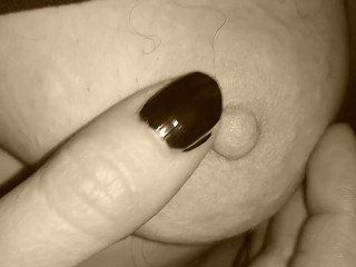 Nipple Massage with Painted Nails, Trans Man Pre Op, Erect