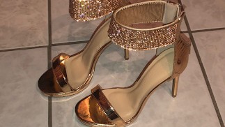 Girlfriend New Gold Heels Cummed