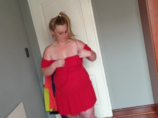 Busty Fat Slut with Big Boobs TryingOn Different Clothing