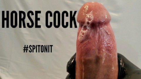 Spit on it Huge Monster Cock Jacking Off in Slow Motion with Cumshot from Big White Cock