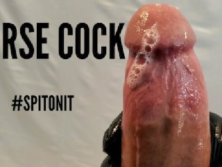 Spit on it Huge Monster Cock Jacking Off in Slow Motion with Cumshot from Big White Cock