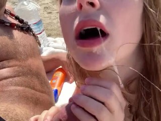 I Met this Hot Blonde at the Beach and she Sucked the Cum out of my Cock