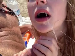 I met this hot blonde at the beach and she sucked the cum out of my cock