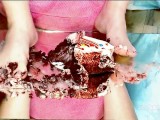 Cake crushing and sploshing with my feet. (Full video on my Onlyfanz)