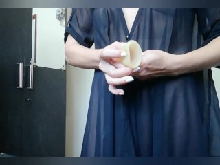 Period started. Inserting to pussy the menstrual cup