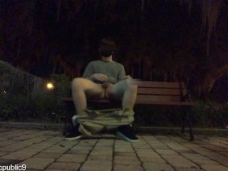 JERKING OFF_ON BENCH DOWNTOWN AND CUMMING (REAL PUBLIC)