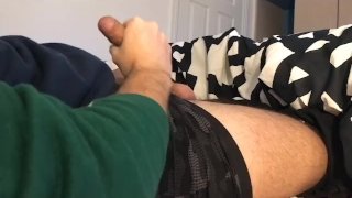 Delicious cock being touched in the morning. Masturbation for breakfast.