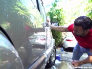 Preview 1 of DON'T FUCK MY DAUGHTER - Naughty Teen Sierra Nicole Fucks Carwash Man Behind Daddy's Back
