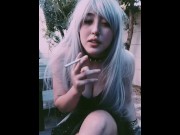 Preview 1 of horny alternative girl smoker shows her pussy  (fetish)
