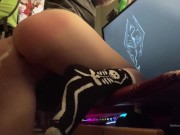 Preview 2 of Short Haired Tomboy Spanks Ass Red With Paddle and Masturbates