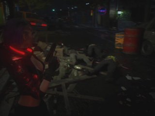 Cyberpunk 2077 and resident 3. Sex girl from the future in the game horror  Game 3d