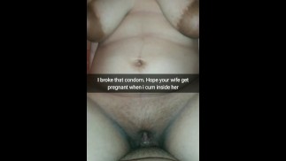 I fuck cheating wife with a broken condom! Hope she get pregnant after my crerampie!