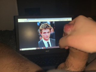 Jerk off on Robert Pattinson and cum