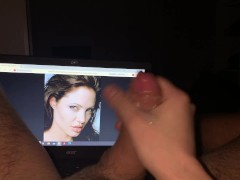 Masturbate fat cock on angelina jolie face with sperm explode