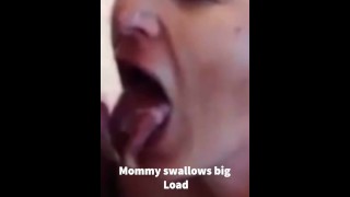 Stepmother Says No While Sucking Her Stepson's Cock And Enjoying The Taste Of His Massive Load