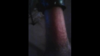 Hands free vacuum cleaner sucks the head of my cock