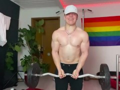 18 year old boy working out at home shirtless 