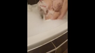 My girlfriend in the bathtub. 