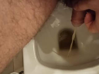 Kalme Penis En Ochtend Urine in Het Toilet.