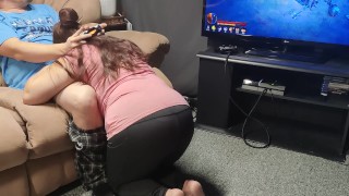 Stepmother Attempts To Divert Her Son's Attention Away From Gaming But Instead Gets Cum In The Mouth