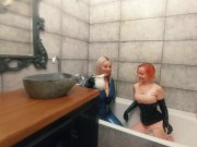 Preview 1 of Bath relax in latex rubber with milk, romantic funny fetish video