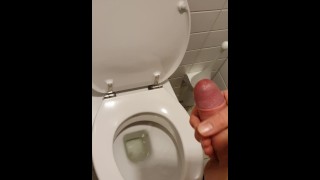 Cumming in public toilet