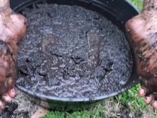 Relaxing Dirt Play and Mud_Bath For_My Cute_Chubby Feet