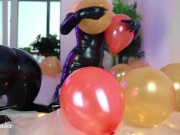Preview 6 of Looney Fetish, Air Balloons Lesbian Fun In Latex Rubber Costumes