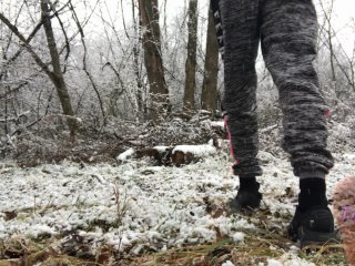 snow feet, point of view, outdoors, foot fetish