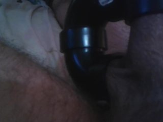 Vacuum cleaner sucks my balls and cock at the same time nice pre cum